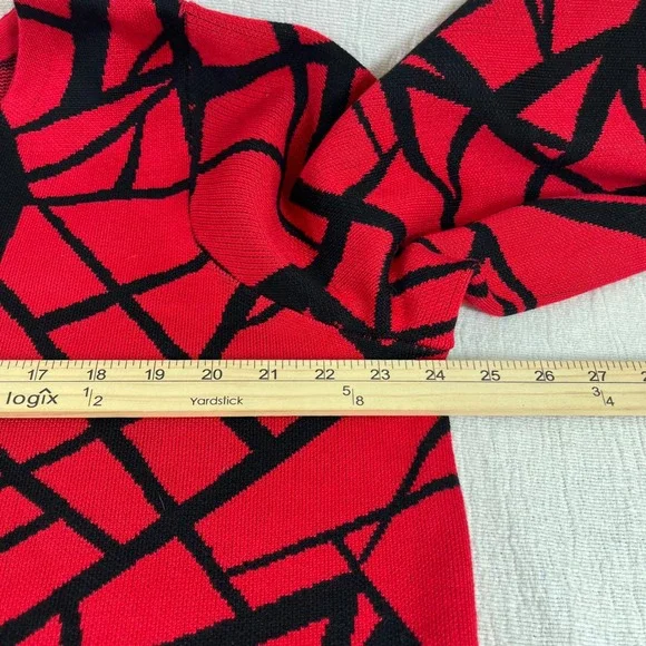 Premise Woman 1X Red Black Abstract Geometric Knit Pullover Art Party‎ Sweater - Picture 4 of 11